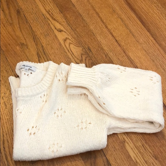 Bright Ivory Floral Pointelle Madewell Sweater - Picture 3 of 4